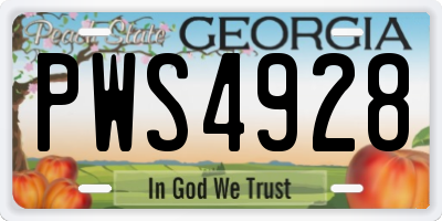 GA license plate PWS4928