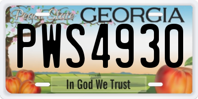 GA license plate PWS4930