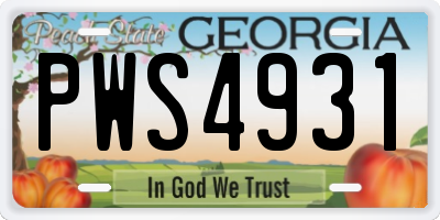 GA license plate PWS4931