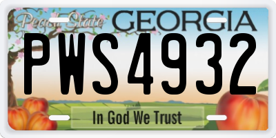 GA license plate PWS4932
