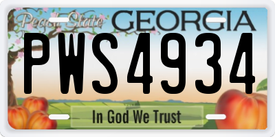 GA license plate PWS4934