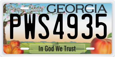 GA license plate PWS4935