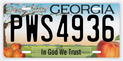 GA license plate PWS4936