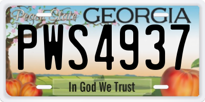 GA license plate PWS4937