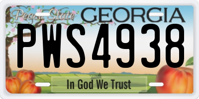 GA license plate PWS4938