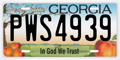 GA license plate PWS4939