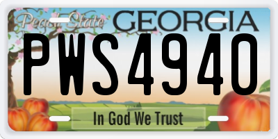 GA license plate PWS4940