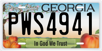 GA license plate PWS4941