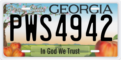 GA license plate PWS4942