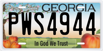 GA license plate PWS4944