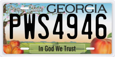 GA license plate PWS4946