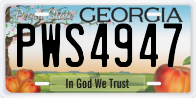 GA license plate PWS4947