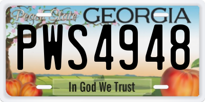 GA license plate PWS4948