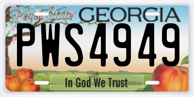 GA license plate PWS4949