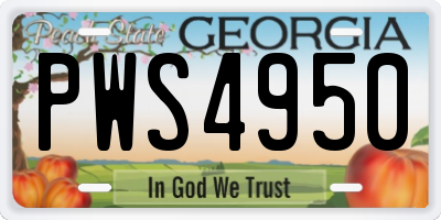 GA license plate PWS4950