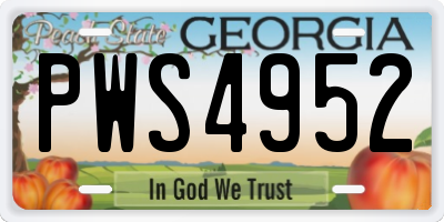 GA license plate PWS4952