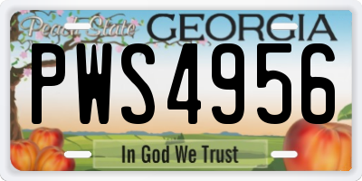 GA license plate PWS4956