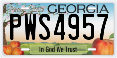 GA license plate PWS4957