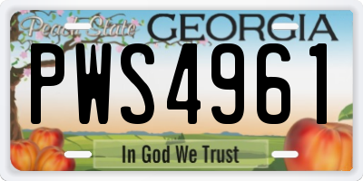 GA license plate PWS4961