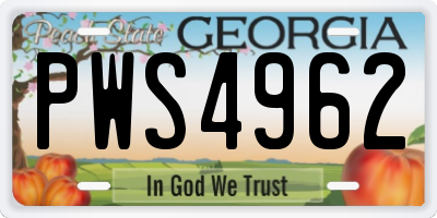 GA license plate PWS4962