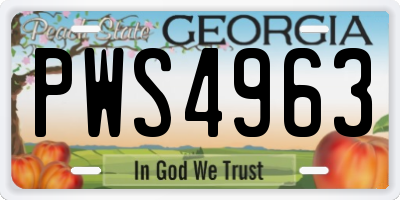 GA license plate PWS4963
