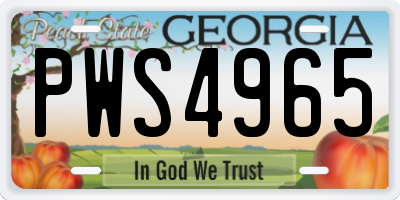 GA license plate PWS4965