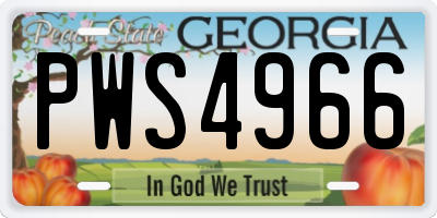 GA license plate PWS4966