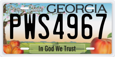 GA license plate PWS4967
