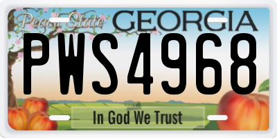 GA license plate PWS4968
