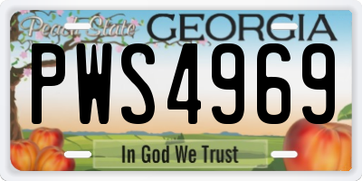 GA license plate PWS4969