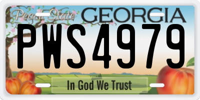GA license plate PWS4979