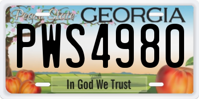 GA license plate PWS4980