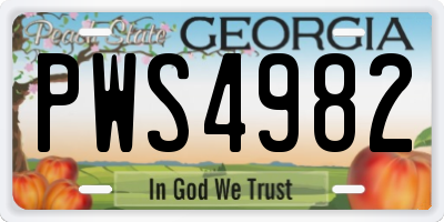 GA license plate PWS4982