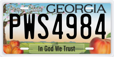 GA license plate PWS4984