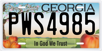 GA license plate PWS4985