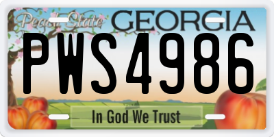 GA license plate PWS4986