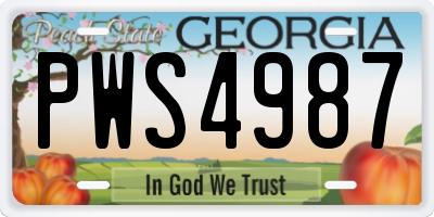 GA license plate PWS4987
