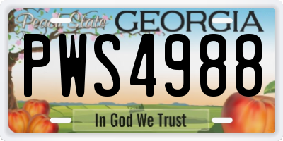 GA license plate PWS4988