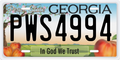GA license plate PWS4994