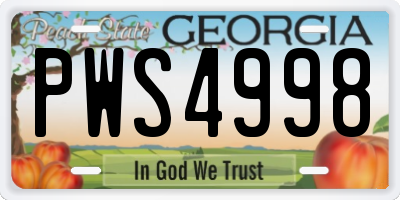 GA license plate PWS4998