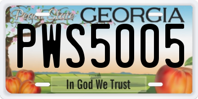 GA license plate PWS5005