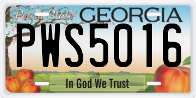 GA license plate PWS5016