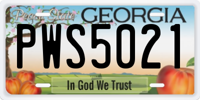 GA license plate PWS5021