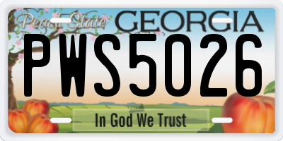 GA license plate PWS5026