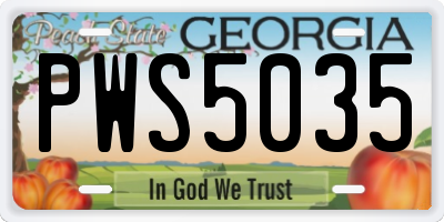 GA license plate PWS5035