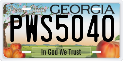 GA license plate PWS5040