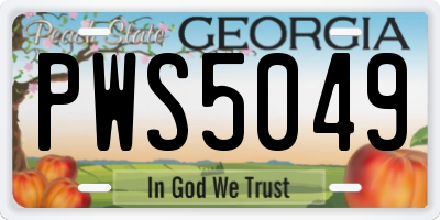 GA license plate PWS5049
