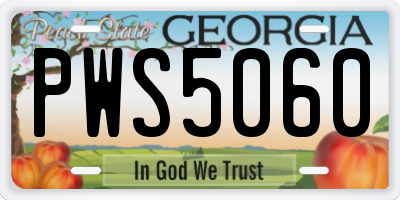 GA license plate PWS5060