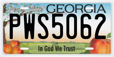 GA license plate PWS5062