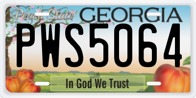 GA license plate PWS5064